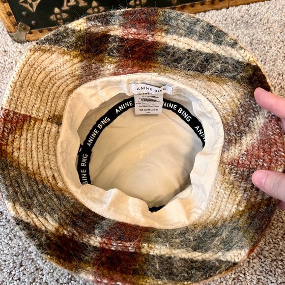 Anine Bing Oatmeal Plaid Bucket Hat - Picture 4 of 5